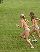 Very sexy teenies playing soccer topless with no shame