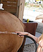 Sexy amateur teen Faith Belle washing her horse - 009.jpg