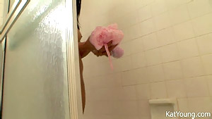 Sweet asian hottie Kate Young taking a shower alone